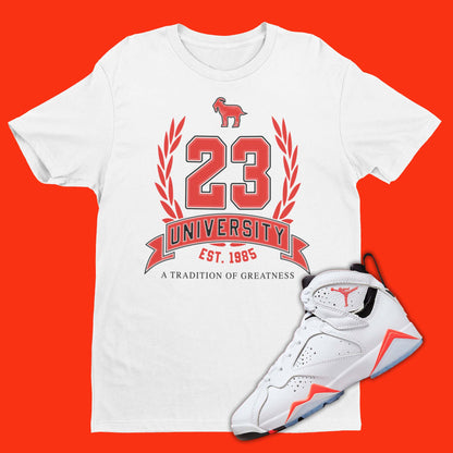 23 University Shirt Matching Air Jordan 7 White Infrared