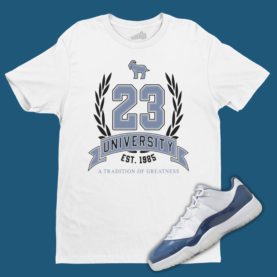 23 University T-Shirt Matching Jordan 11 Low Diffused Blue