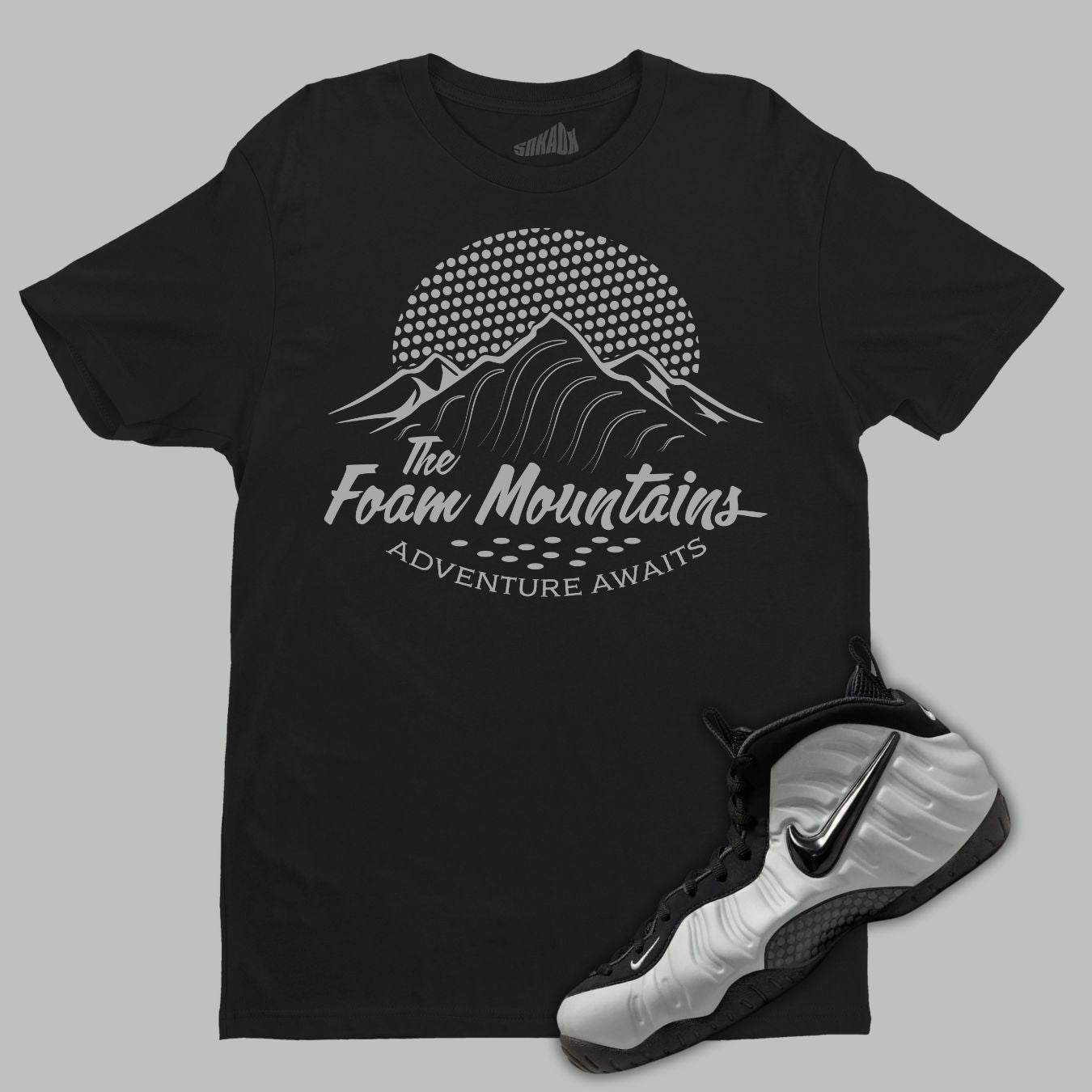 Foam Mountains Black T-Shirt Matching Air Foamposite Pro Wolf Grey