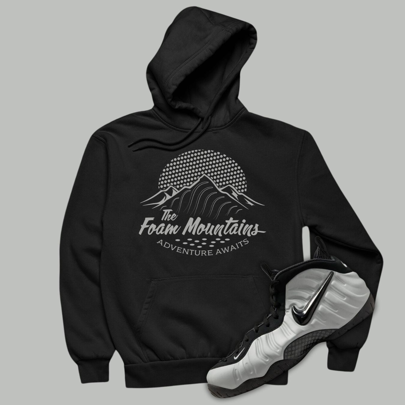 The Foam Mountains Black Hoodie Matching Air Foamposite Wolf Grey