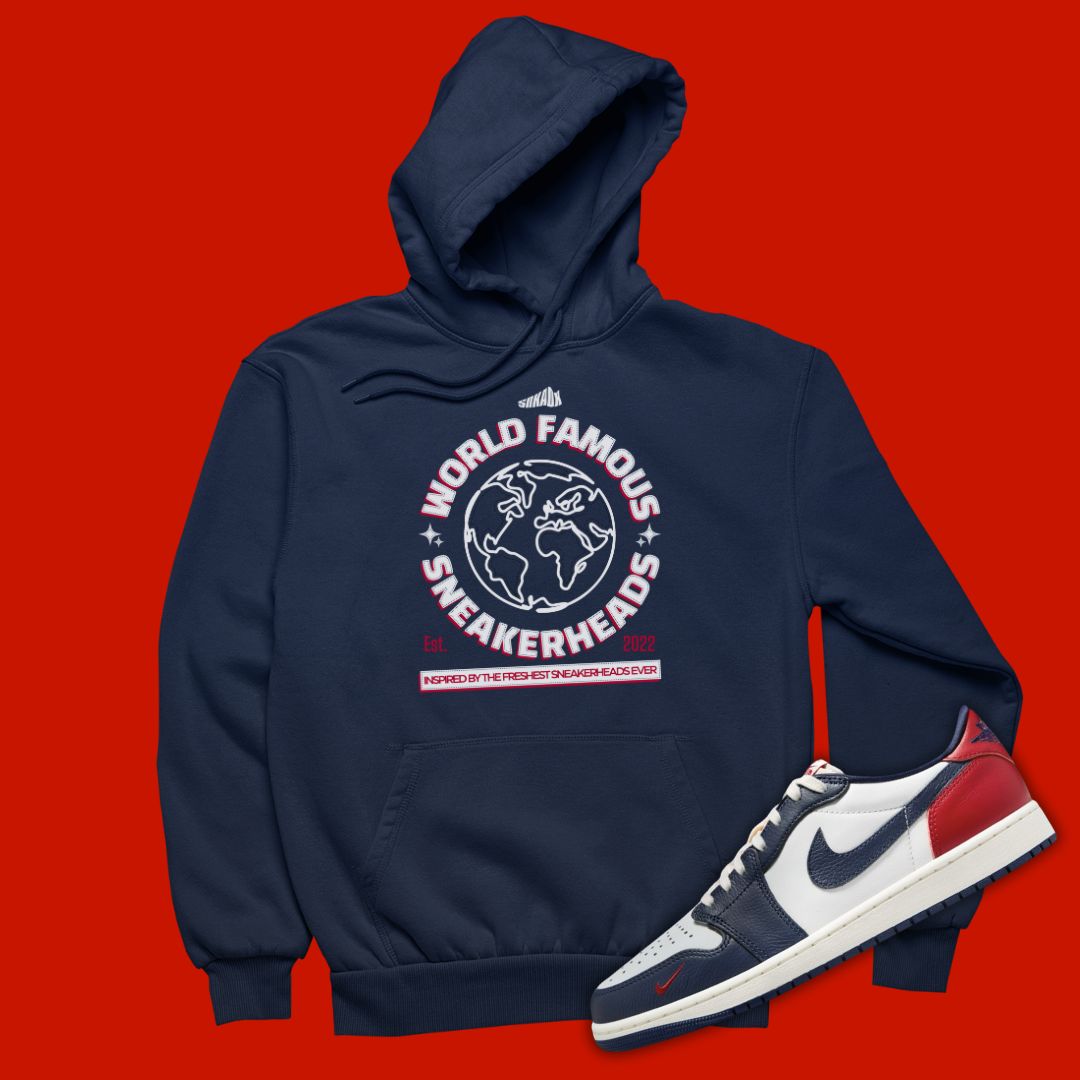 World Famous Sneakerheads navy Hoodie Matching Jordan 1 Low Howard