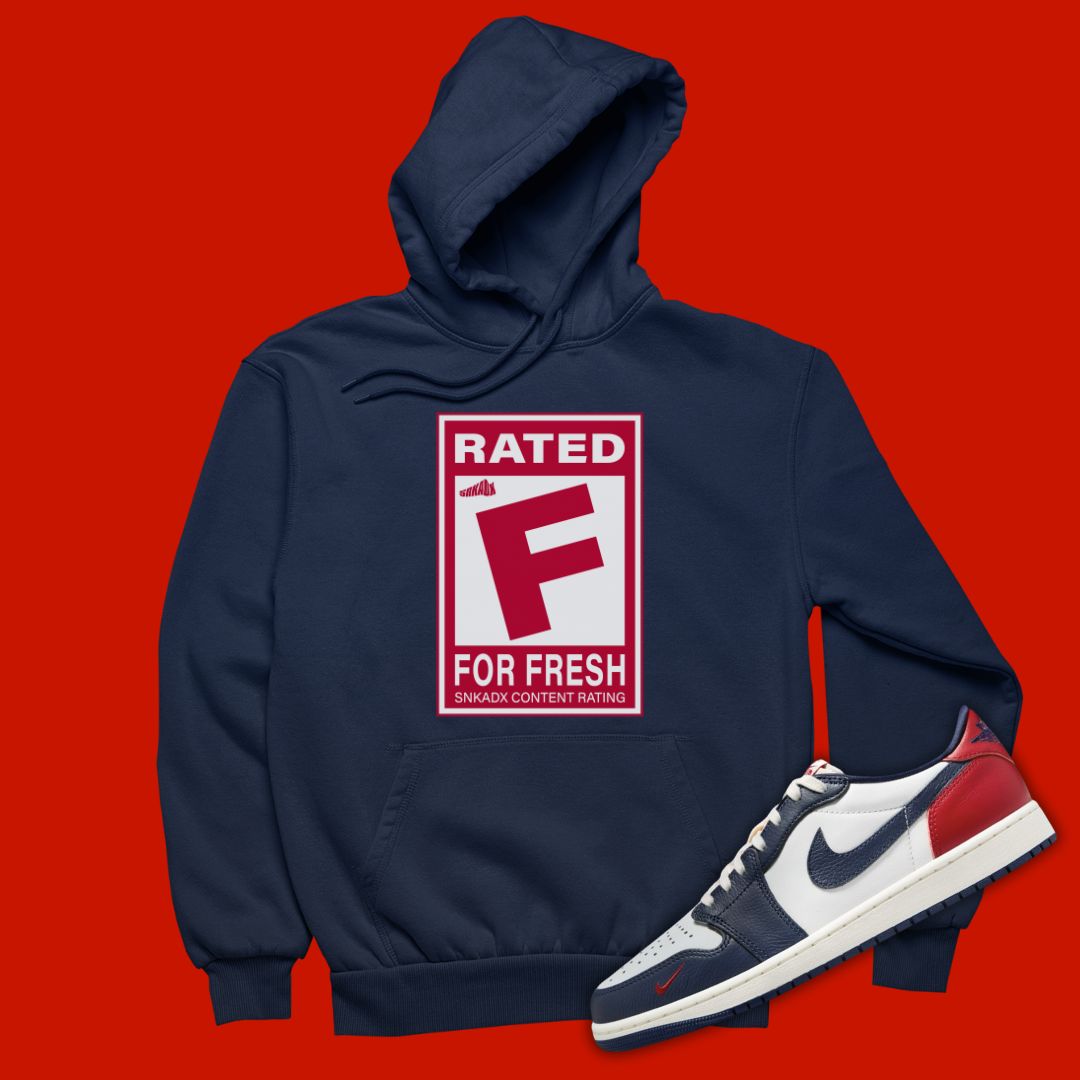 Rated F For Fresh Navy Hoodie Matching Jordan 1 Low Howard