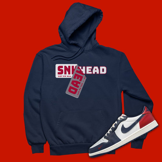 Sneakerhead Sticker Navy Hoodie Matching Jordan 1 Low Howard