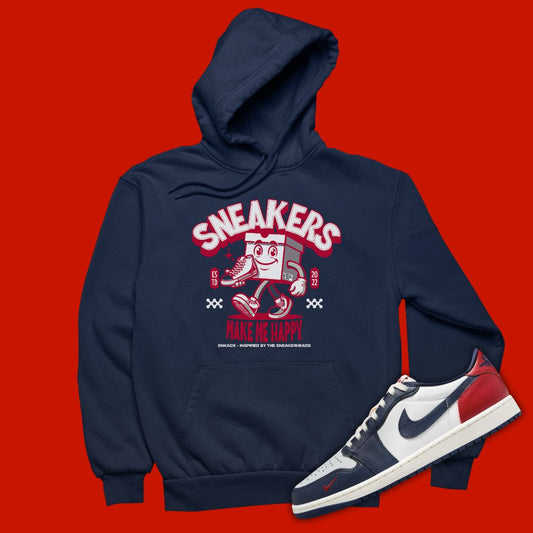 Sneakers Make Me Happy navy Hoodie Matching Jordan 1 Low Howard