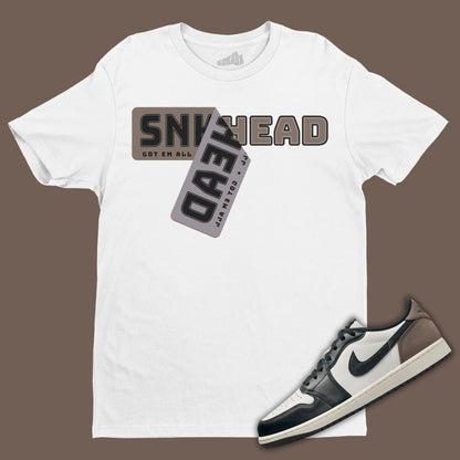 Sneakerhead Sticker T-Shirt Matching Jordan 1 Low OG Mocha