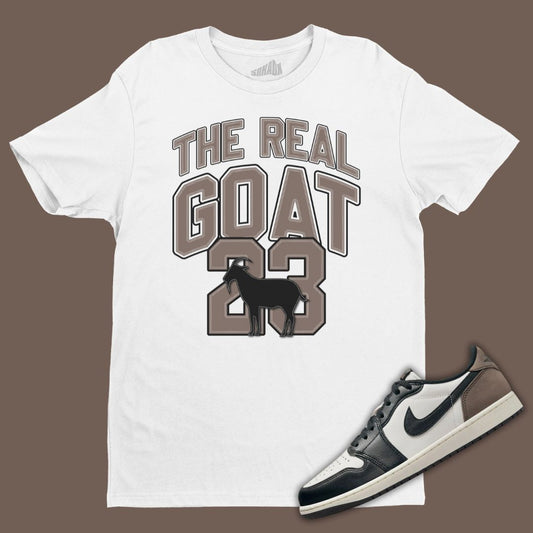 The Real GOAT T-Shirt Matching Jordan 1 Low OG Mocha