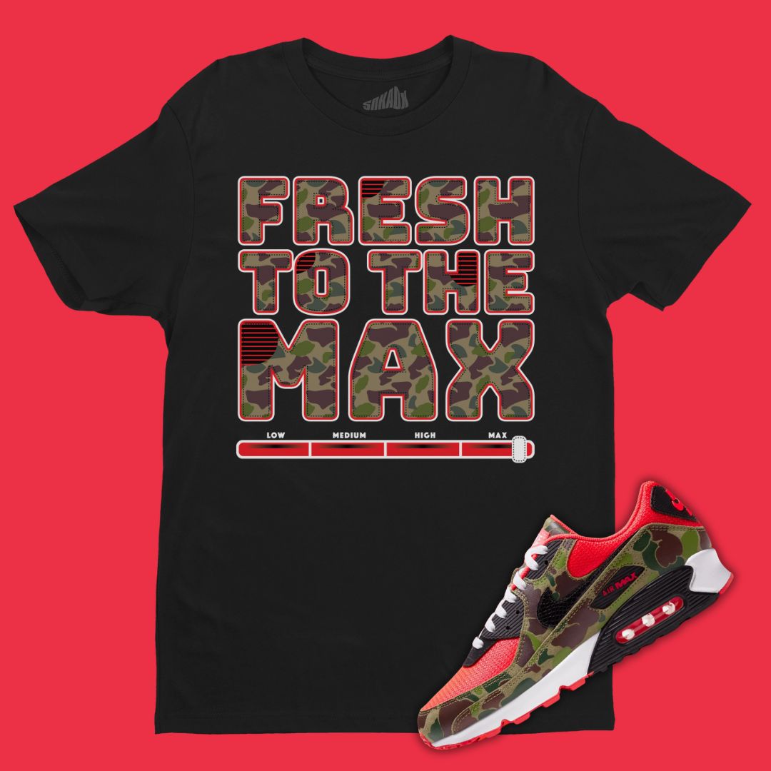 Fresh To The Max Black T-Shirt Matching Air Max 90 Reverse Duck Camo