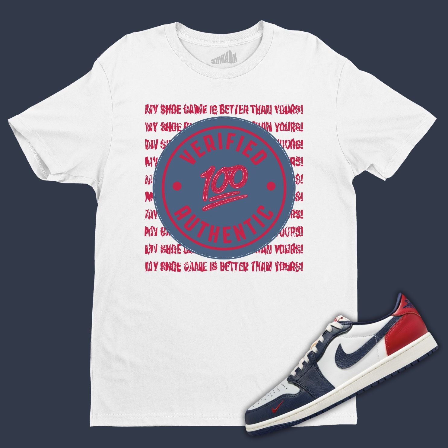 Verified Authentic white T-Shirt Matching Jordan 1 Low Howard University