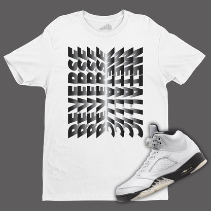 Reverse Metallic Stack white T-Shirt Matching Jordan 5 Reverse Metallic