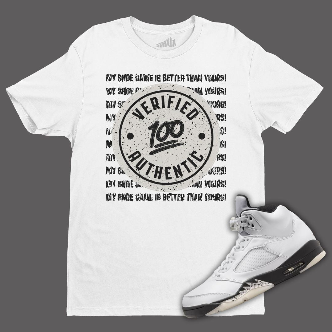 Verified Authentic white T-Shirt Matching Jordan 5 Reverse Metallic