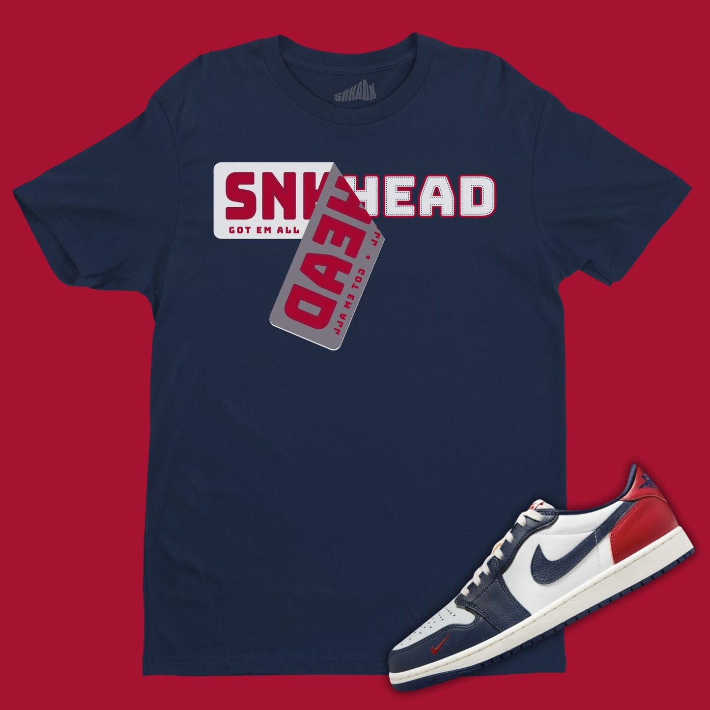 Sneakerhead Sticker Navy T-Shirt Matching Jordan 1 Low Howard University