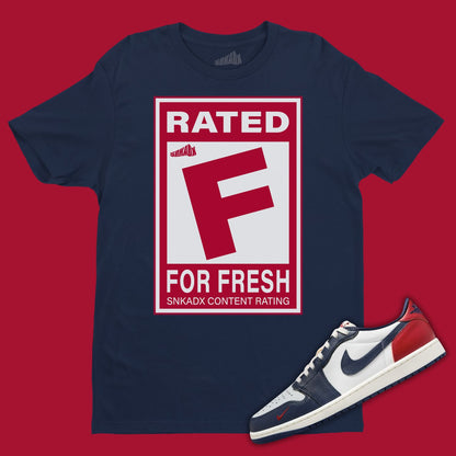 Rated F For Fresh Navy T-Shirt Matching Jordan 1 Low Howard University