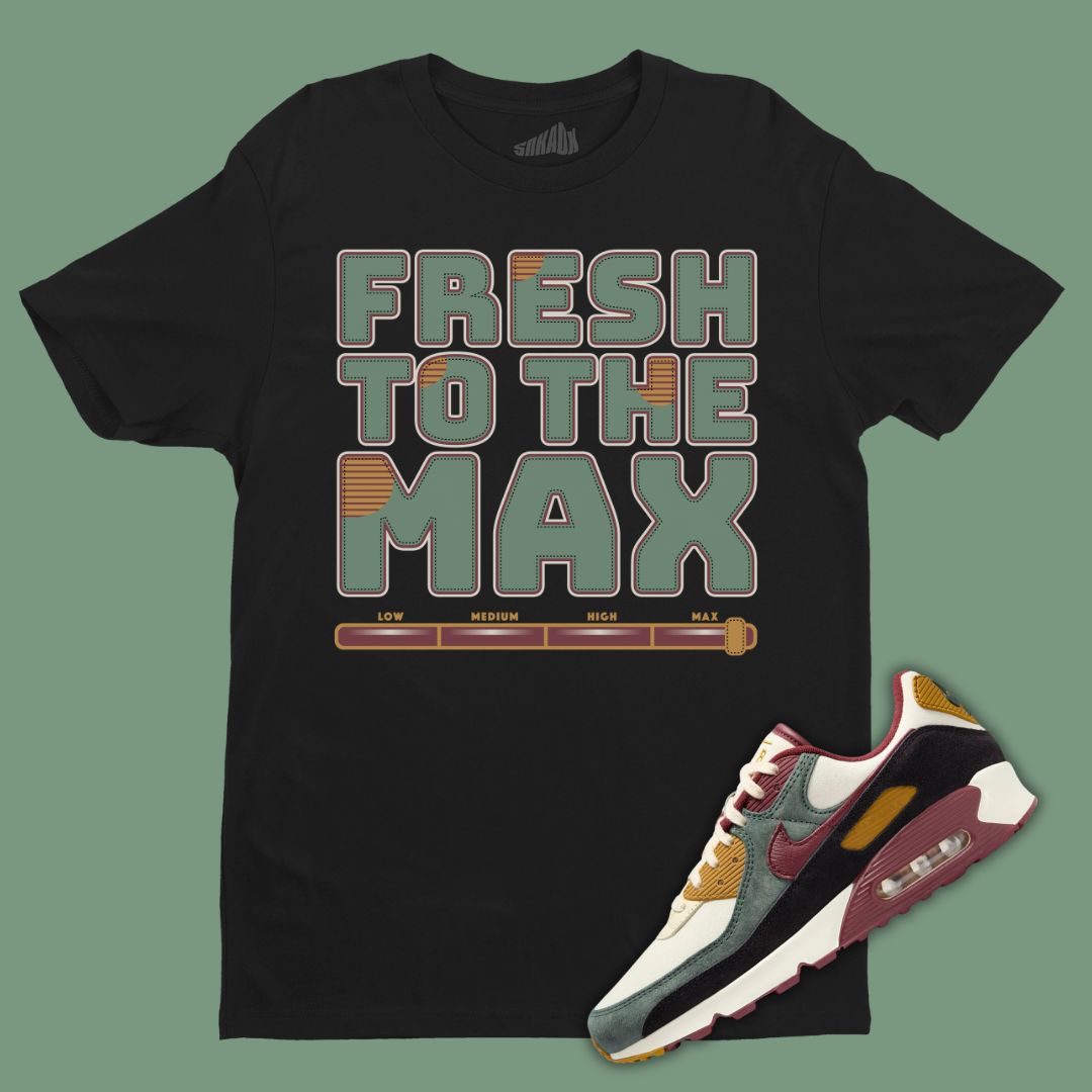 Fresh To The Max Black T-Shirt Matching Air Max 90 Coconut Milk Vintage Green