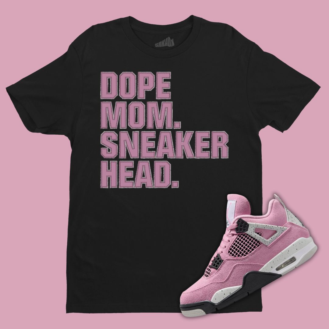 Dope Mom Sneakerhead Black T-Shirt Matching Jordan 4 Orchid