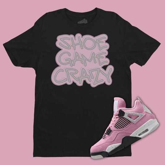 Shoe Game Crazy Black T-Shirt Matching Jordan 4 Orchid