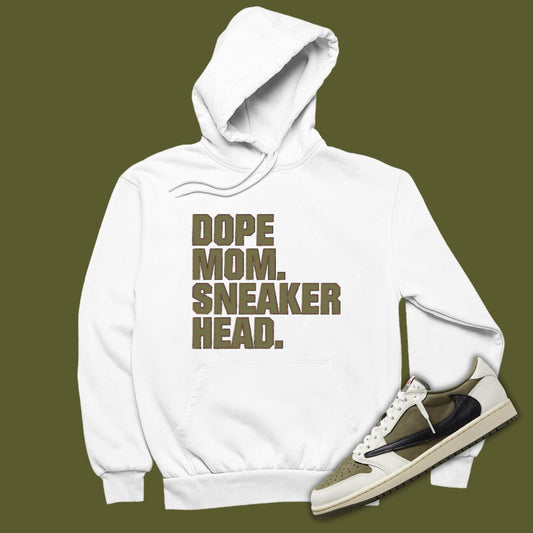 Dope Mom Sneakerhead Hoodie Matching Travis Scott x Air Jordan 1 Low OG Medium Olive