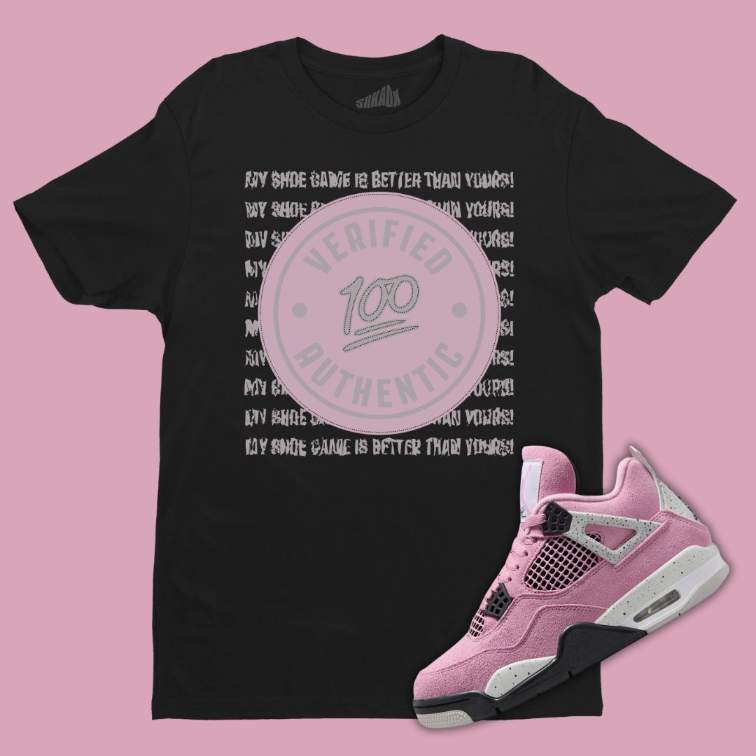 Verified Authentic Black T-Shirt Matching Jordan 4 Orchid