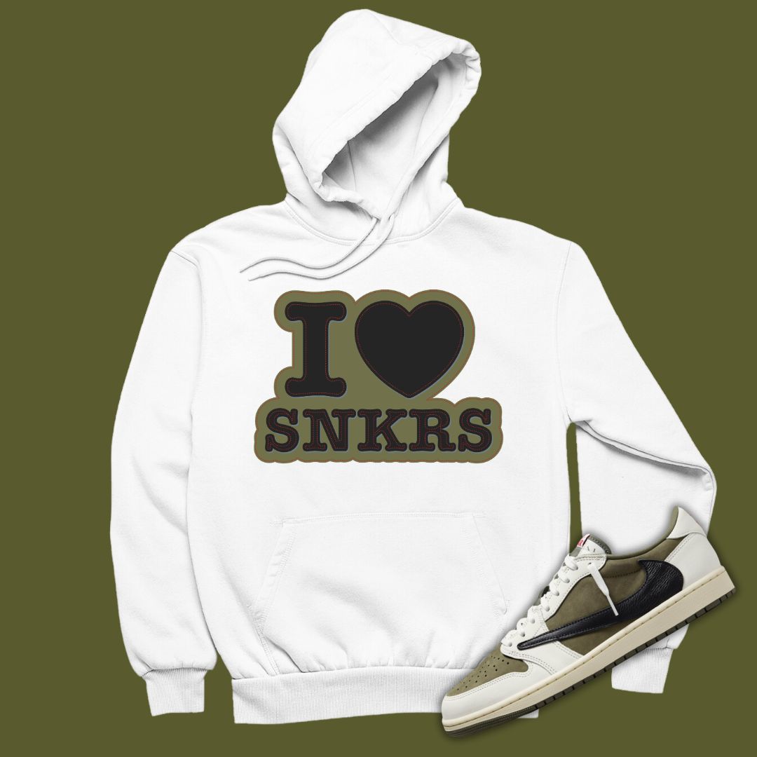 I Love Sneakers Hoodie Matching Travis Scott x Air Jordan 1 Low OG Medium Olive