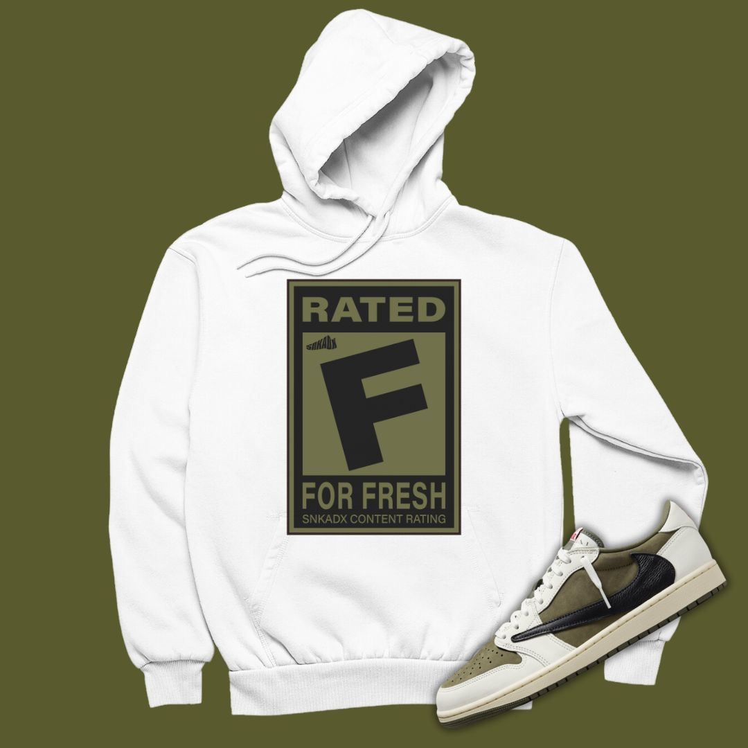 Rated F For Fresh Hoodie Matching Travis Scott x Air Jordan 1 Low OG Medium Olive