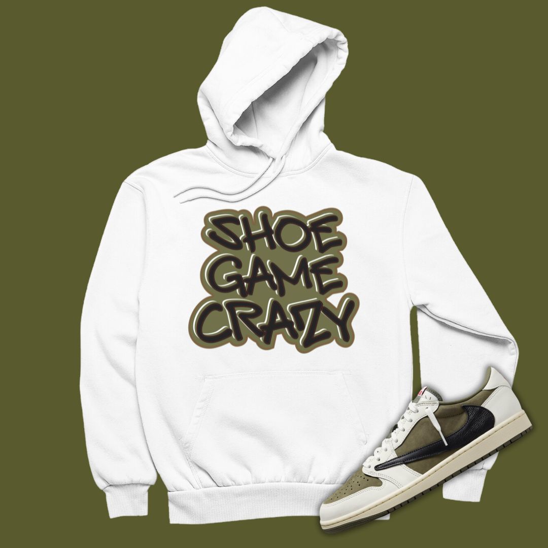 Shoe Game Crazy Hoodie Matching Travis Scott x Air Jordan 1 Low OG Medium Olive