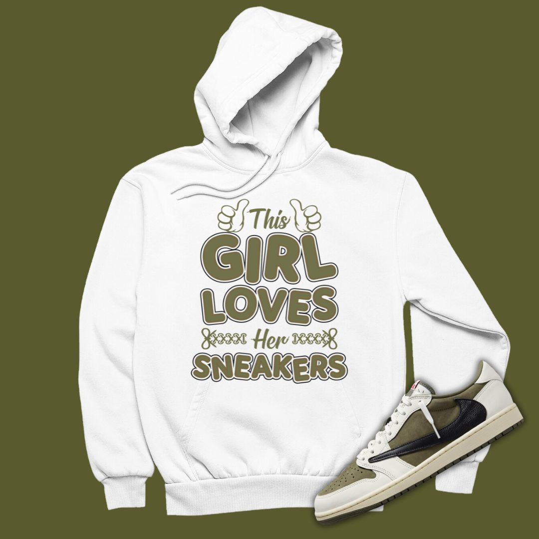 This Girl Loves Sneakers Hoodie Matching Travis Scott x Air Jordan 1 Low OG Medium Olive