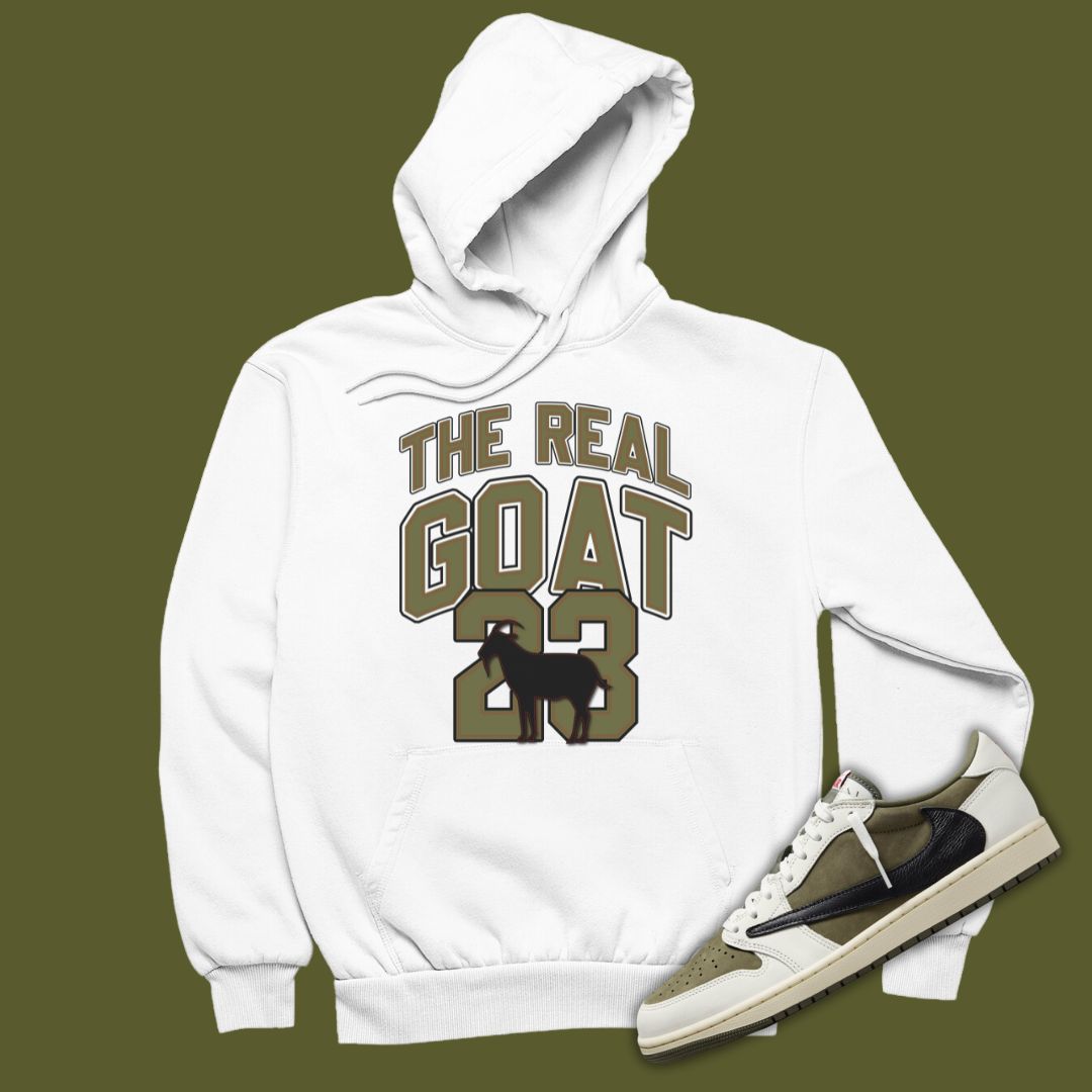 The Real GOAT Hoodie Matching Travis Scott x Air Jordan 1 Low OG Medium Olive