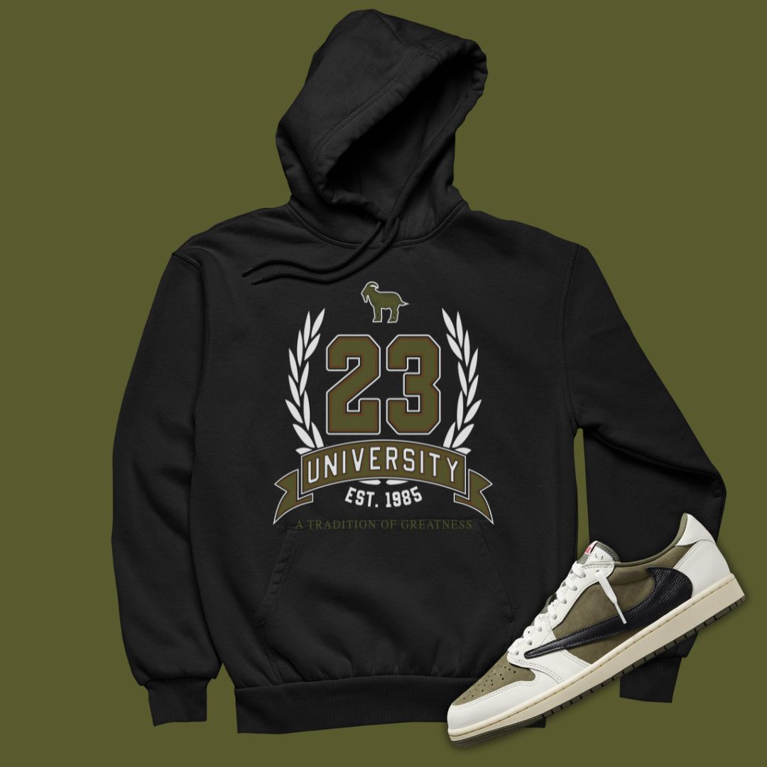 23 University Hoodie Matching Travis Scott x Air Jordan 1 Low OG Medium Olive