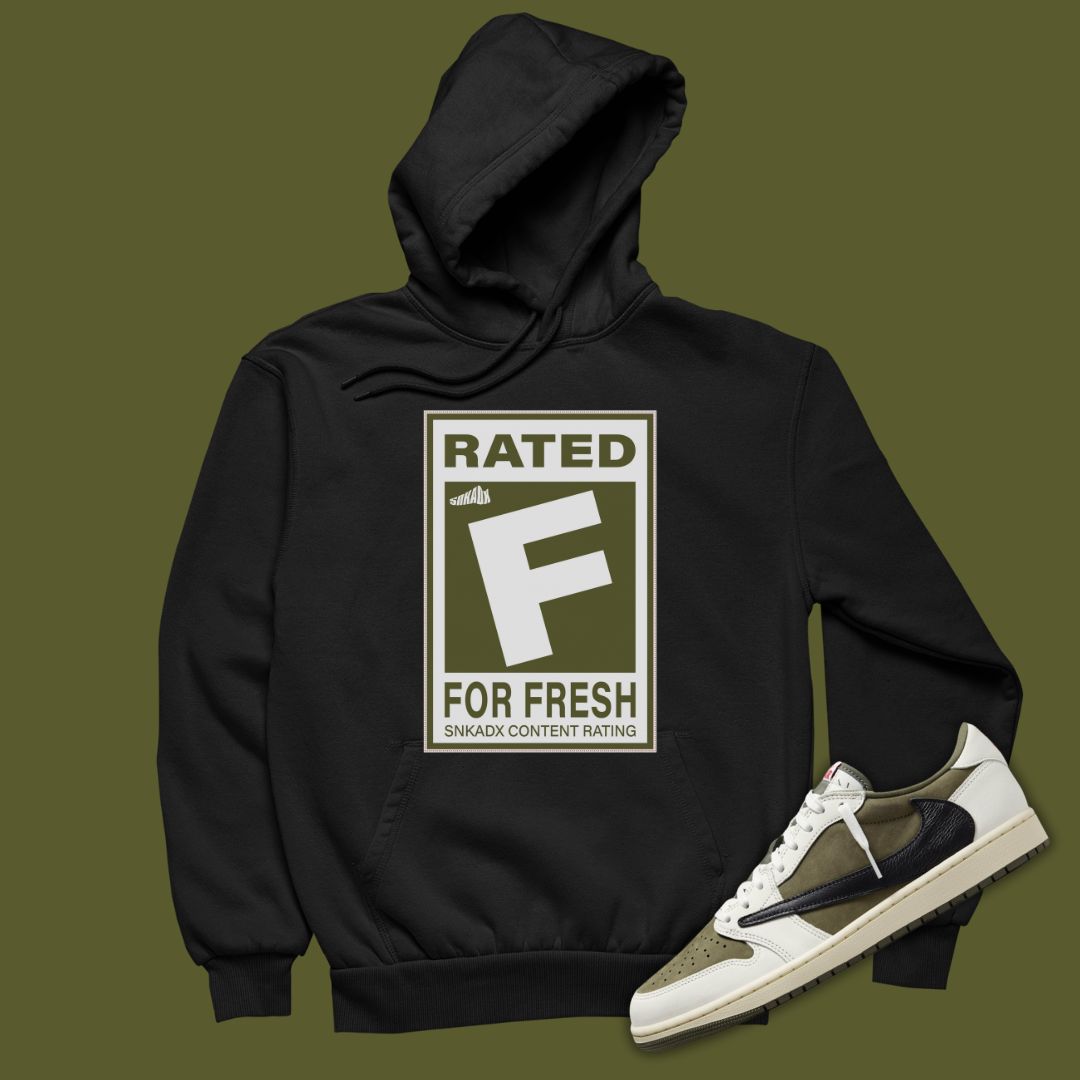 Rated F For Fresh Hoodie Matching Travis Scott x Air Jordan 1 Low OG Medium Olive