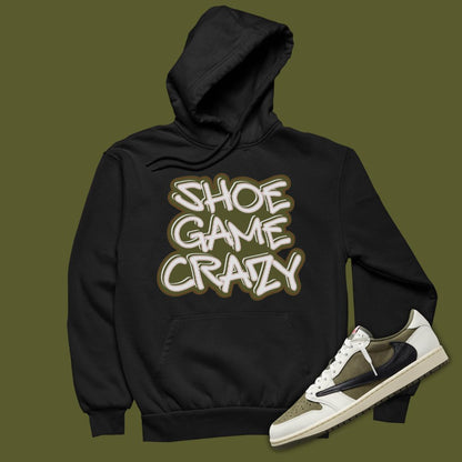 Shoe Game Crazy Hoodie Matching Travis Scott x Air Jordan 1 Low OG Medium Olive