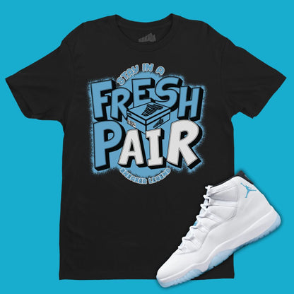 Fresh Pair Black T-Shirt Matching Jordan 11 Legend Blue