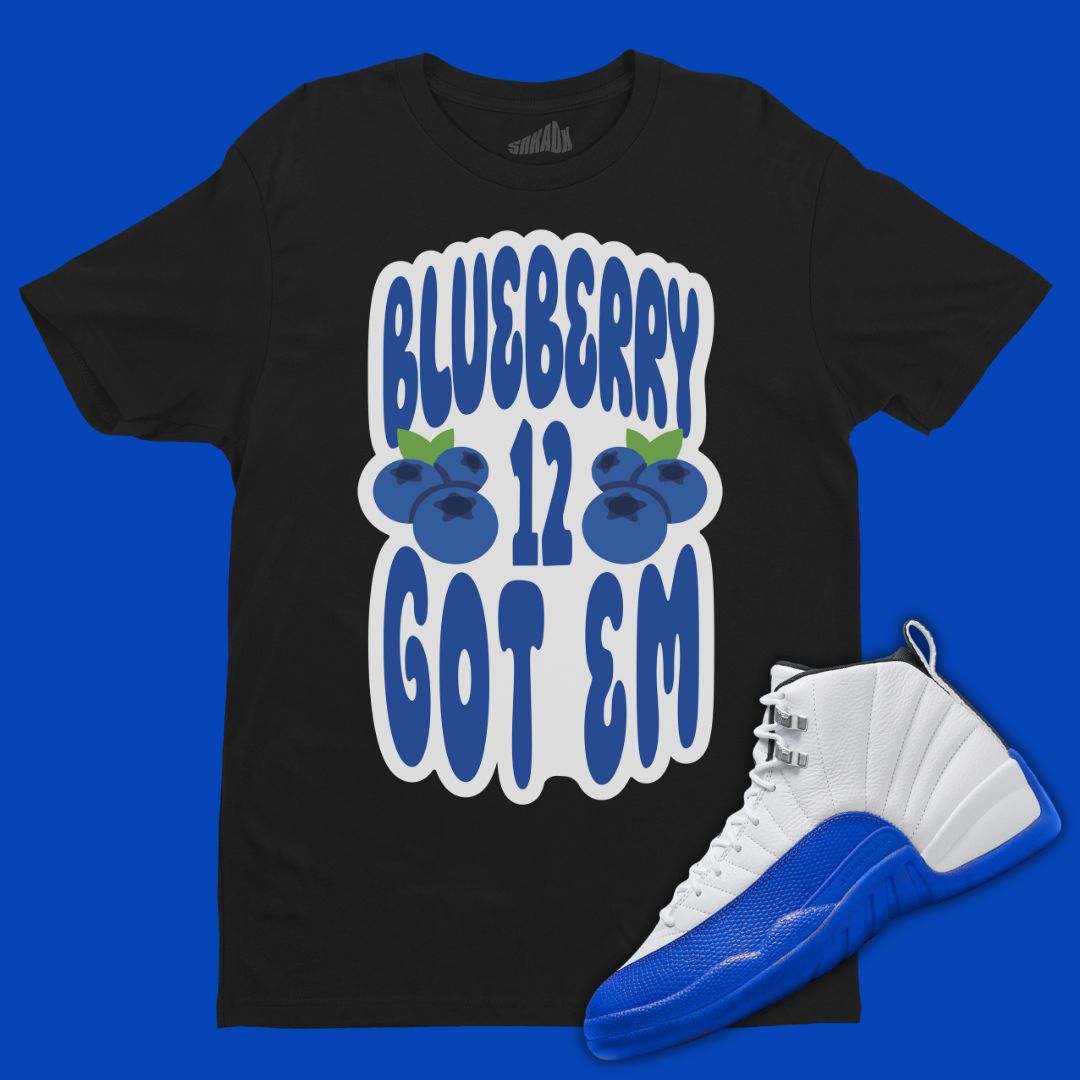 Blueberry 12 Got Em Black T-Shirt Matching Jordan 12 Blueberry