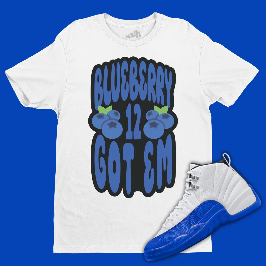 Blueberry 12 Got Em White T-Shirt Matching Jordan 12 Blueberry