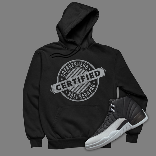 Certified Sneakerhead Black Hoodie Matching Jordan 12 Barons