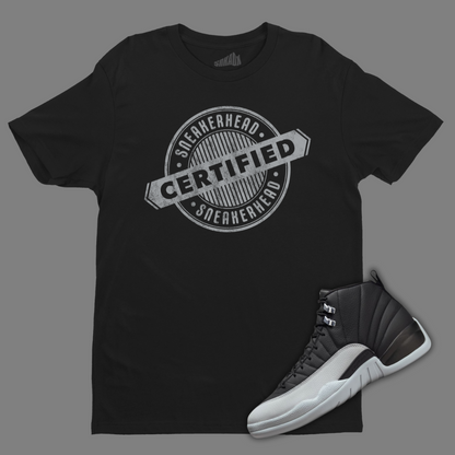 Certified Sneakerhead Black T-Shirt Matching Jordan 12 Barons