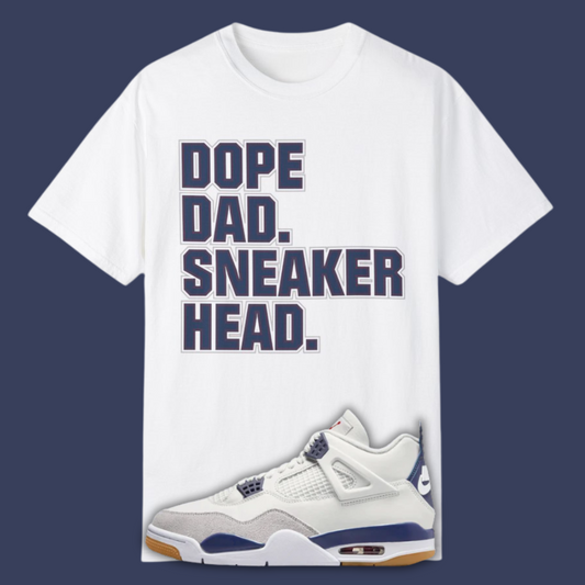 Dope Dad Sneakerhead Premium T-shirt Matching Jordan 4 SB Navy