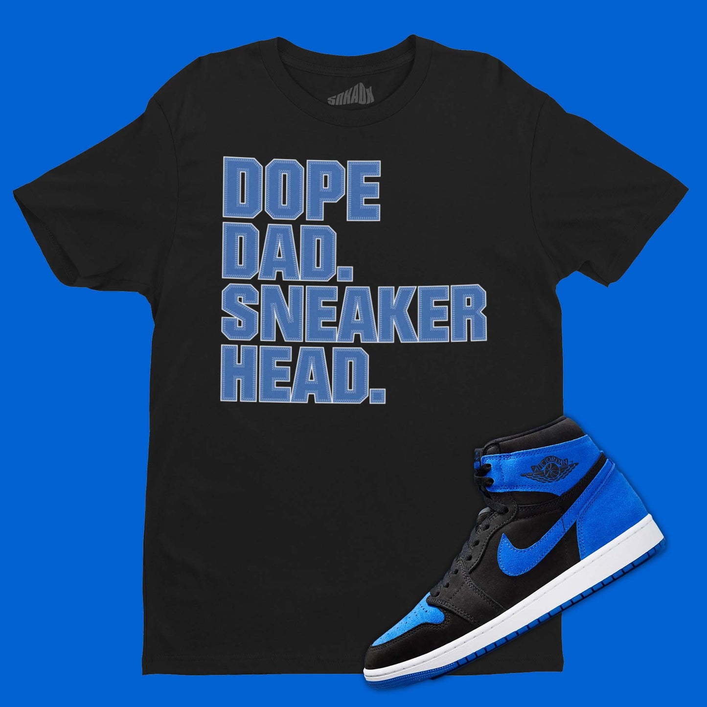 Air Jordan 1 Royal Reimagined Matching T-Shirt from SNKADX