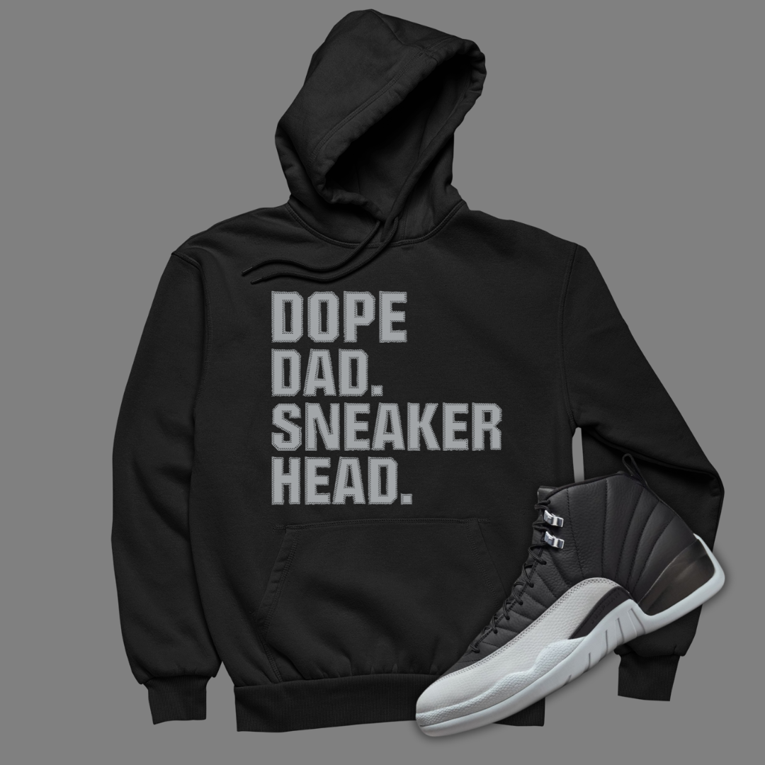 Dope Dad Sneakerhead Black Hoodie Matching Jordan 12 Barons