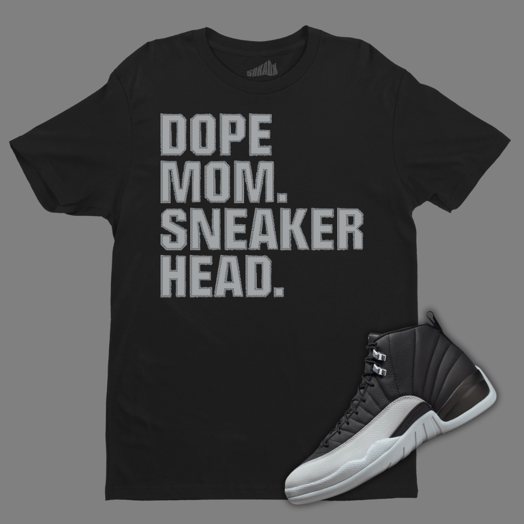 Dope Mom Sneakerhead Black T-Shirt Matching Jordan 12 Barons