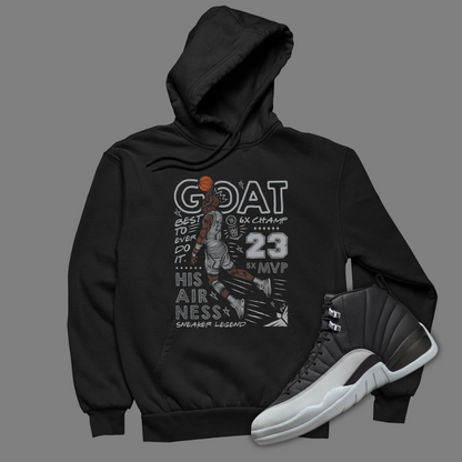 GOAT Black Hoodie Matching Jordan 12 Barons