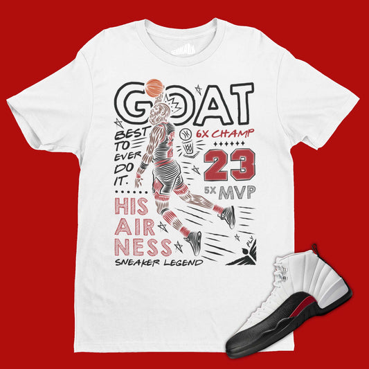 GOAT T-Shirt Matching Air Jordan 12 Red Taxi