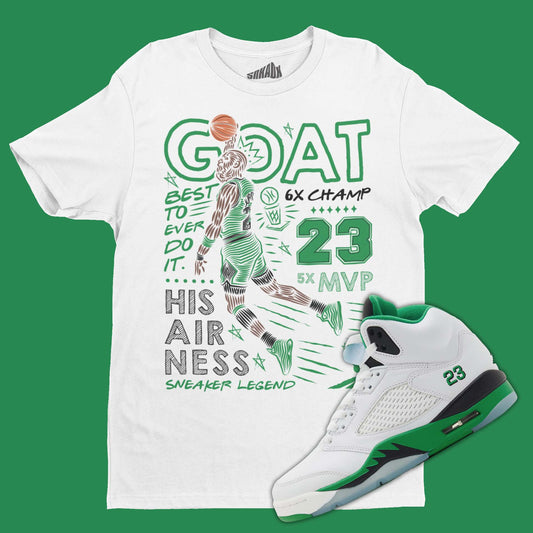 GOAT Shoes T-Shirt Matching Air Jordan 5 Lucky Green