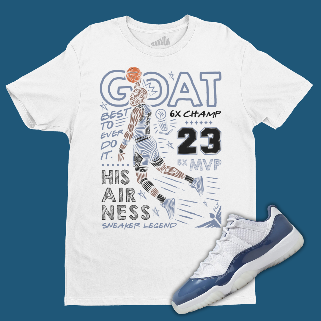 GOAT T-Shirt Matching Jordan 11 Low Diffused Blue