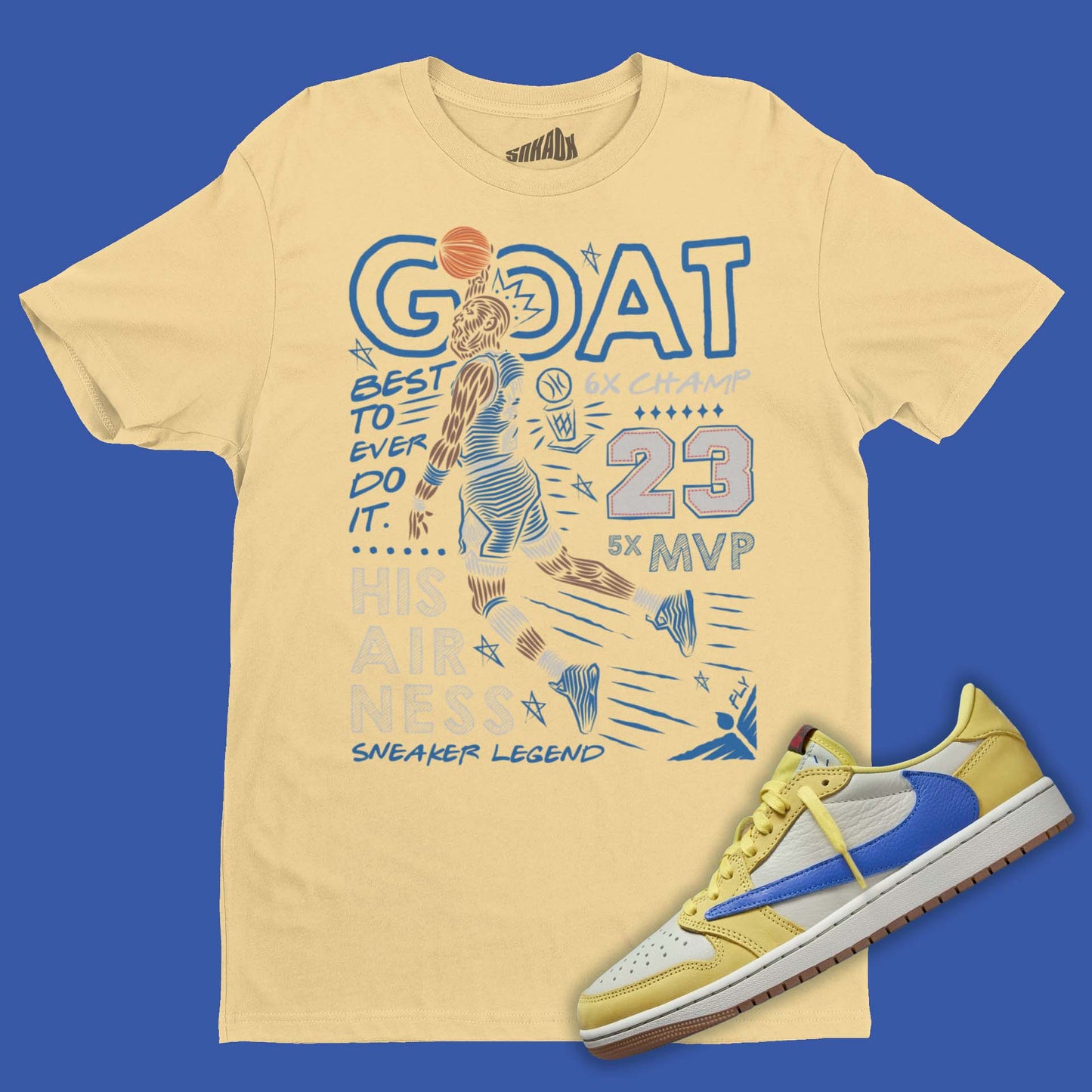 GOAT T-Shirt Matching Travis Scott Air Jordan 1 Low OG Canary