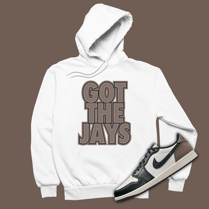 Got The Jays White Hoodie Matching Jordan 1 Low OG Mocha