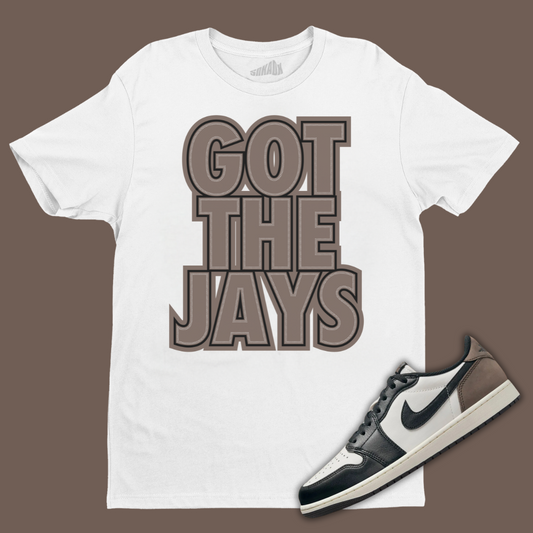 Got The Jays White T-Shirt Matching Jordan 1 Low OG Mocha