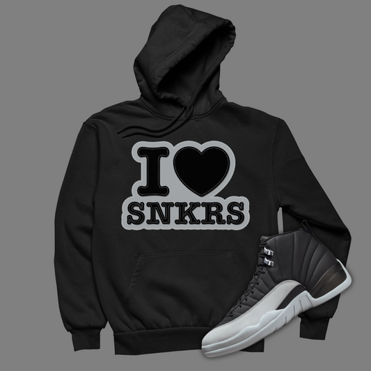 I Love Sneakers Black Hoodie Matching Jordan 12 Barons