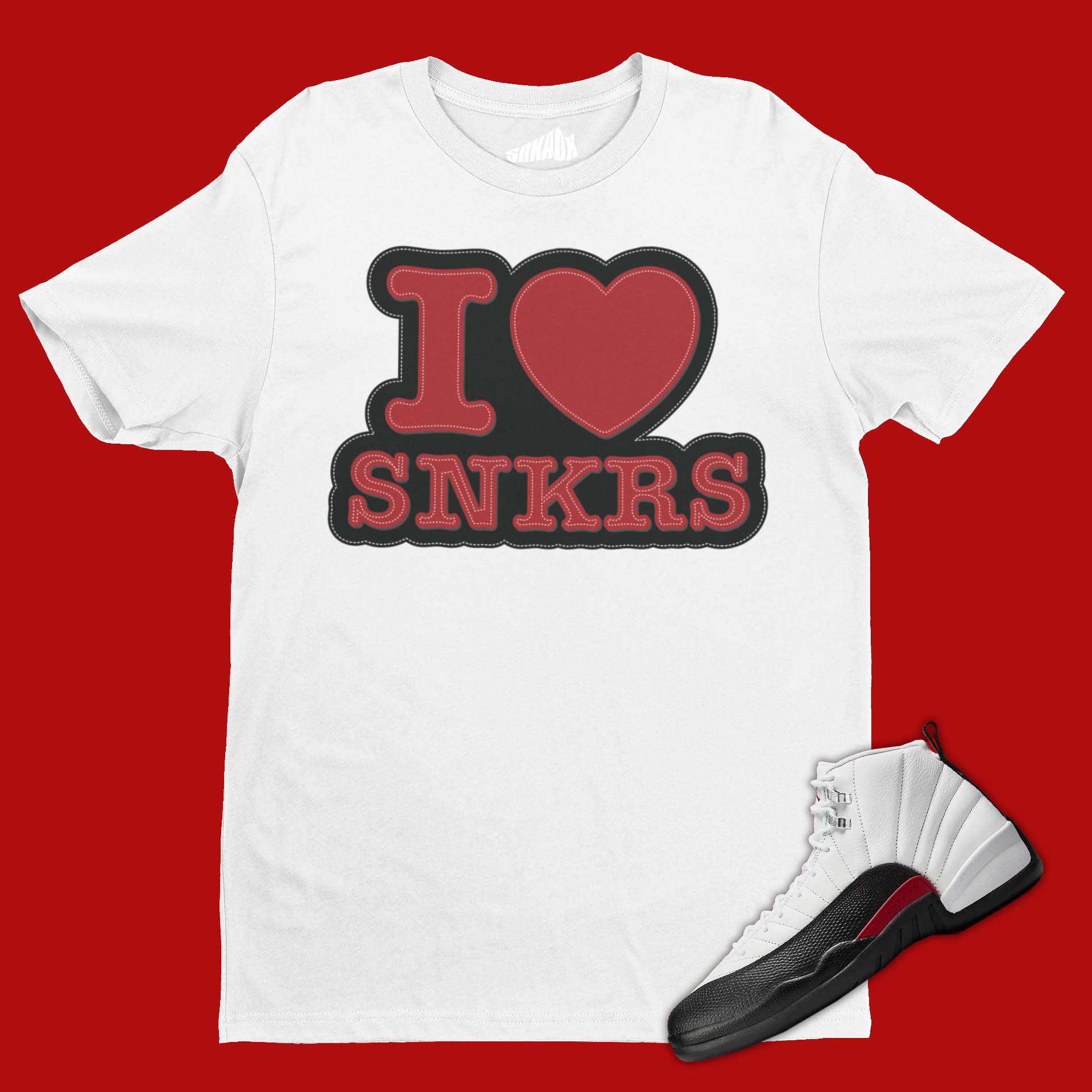 I Love Sneakers T-Shirt Matching Air Jordan 12 Red Taxi