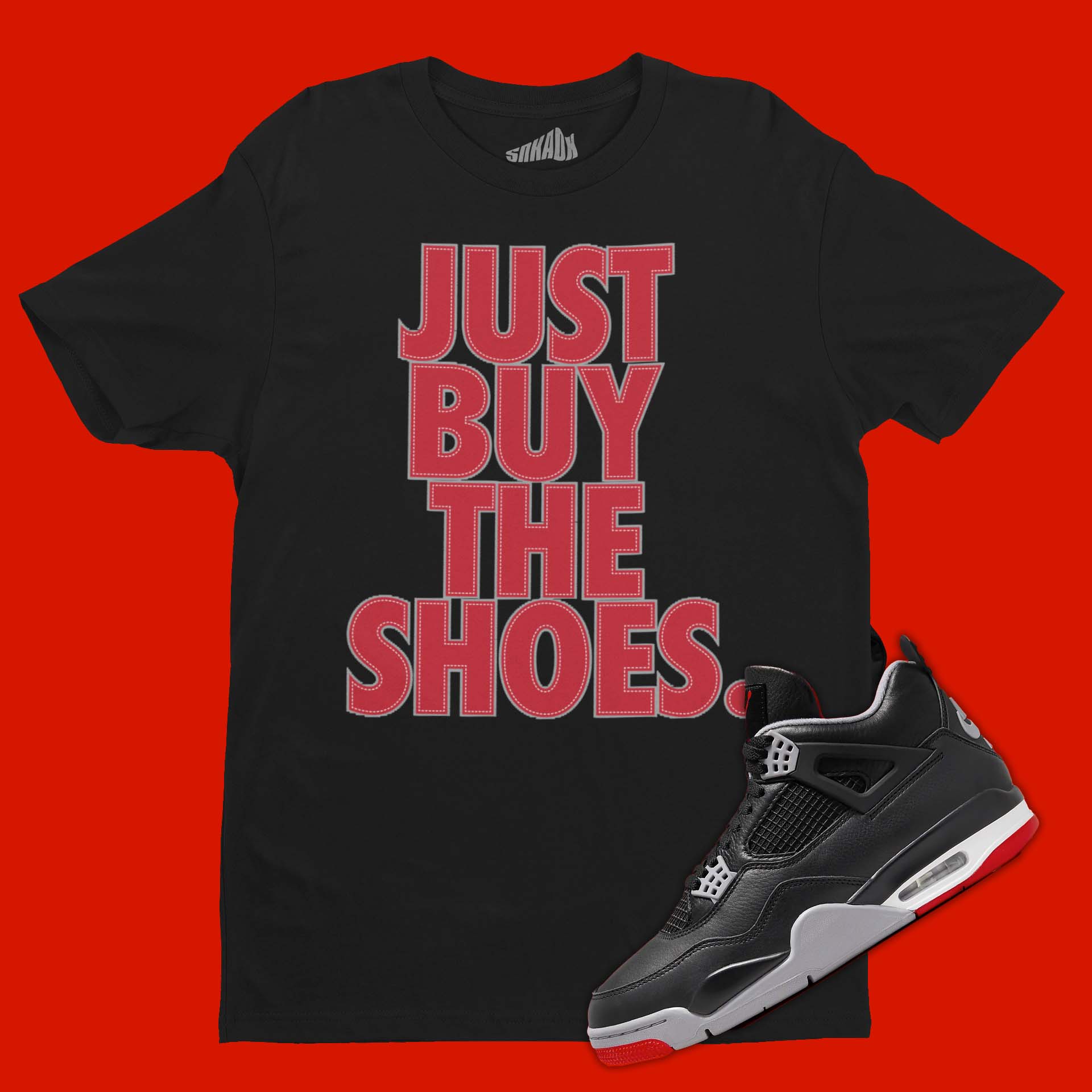 FonjepShops - Just Buy The Shoes T - Shirt for Air Jordan 4 Bred Reimagined  - Jordan Jumpman Classic Pants Carbon Black Gym Red