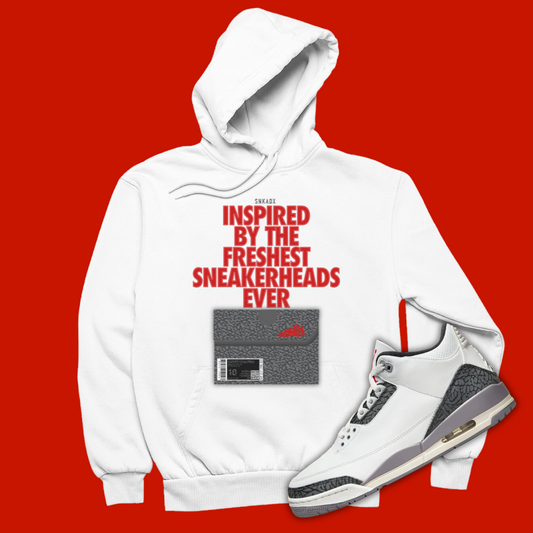 Shoe Box White Hoodie Matching Jordan 3 Cement Grey