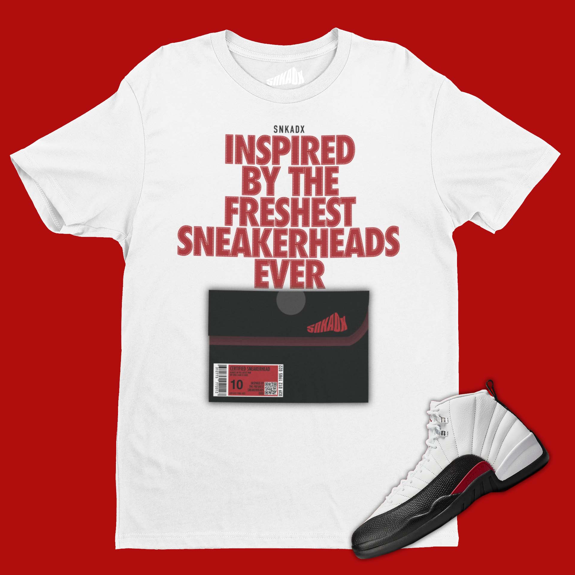 Shoe Box T-Shirt Matching Air Jordan 12 Red Taxi